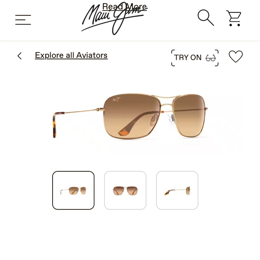 Maui Jim polarized Wiki wiki gold aviator style sunglasses